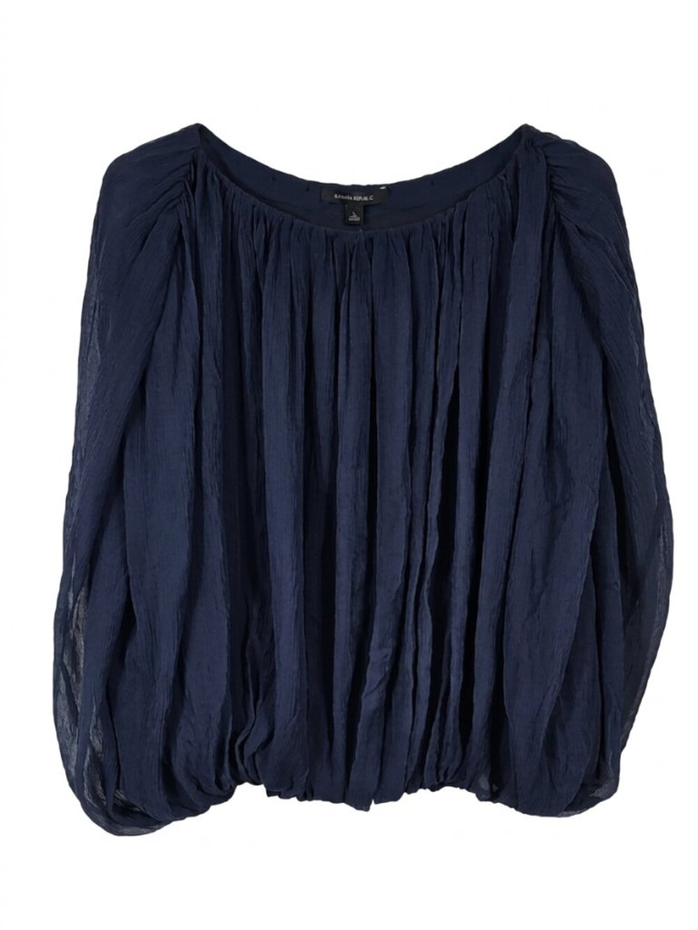 NWT Banana Republic Aveline Crinkle Silk Top Blouse Boat Neck Sleeveless Blue
